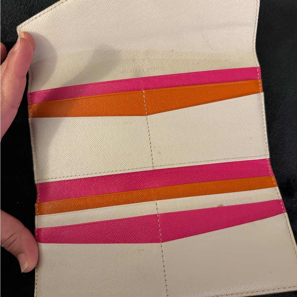 Michael Kors White, Pink, and Orange Wallet